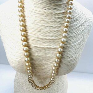 Vintage Faux Pearl Necklace 90s Classic Cream Single Strand 41 cm